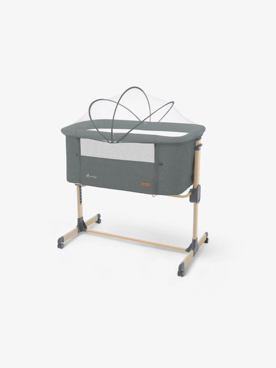 Kikka Boo Cradle Amaris with Mattress, Side Opening, and Wheels Gray