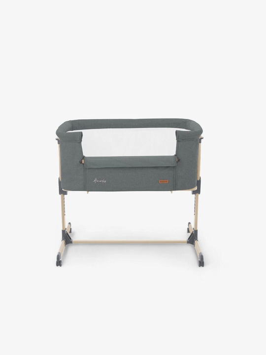 Kikka Boo Cradle Amaris with Mattress, Side Opening, and Wheels Gray