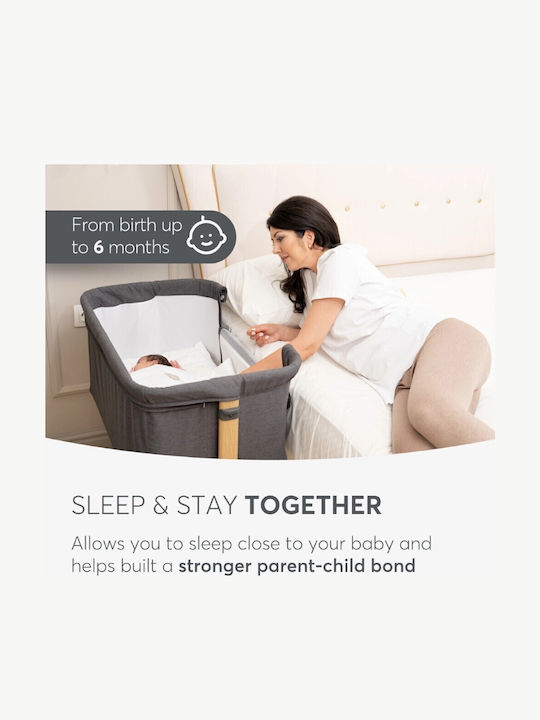 Kikka Boo Cradle Amaris with Mattress, Side Opening, and Wheels Gray
