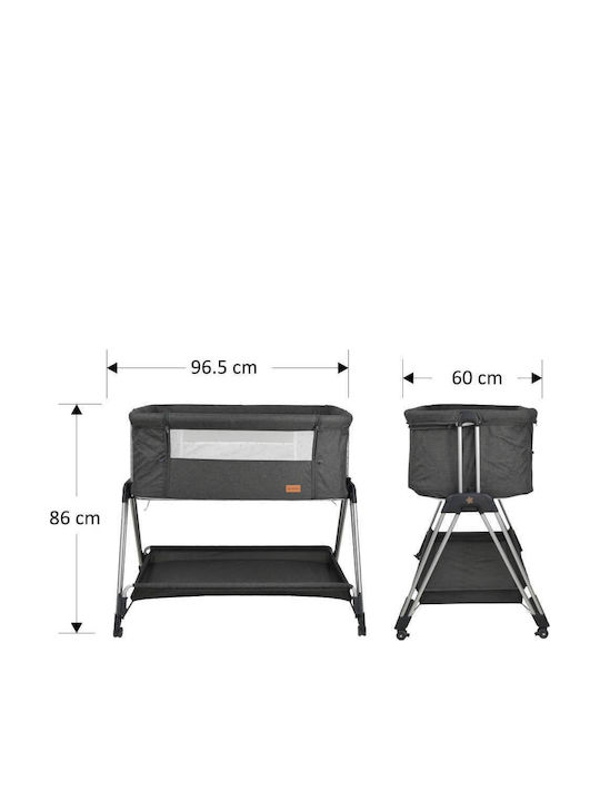 Bebe Stars Λίκνο με Στρώμα, Πλαϊνό Άνοιγμα και Ρόδες Light Grey