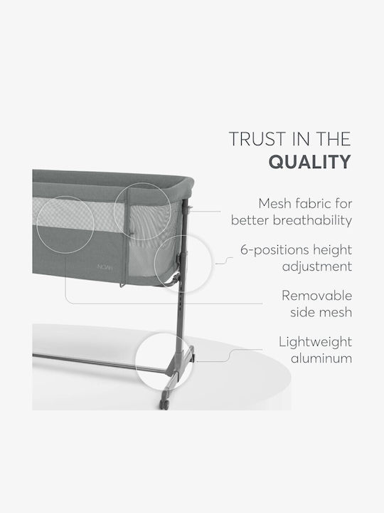 Kikka Boo Cradle Noah with Mattress, Side Opening, and Wheels Gray