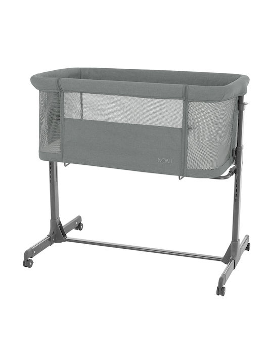 Kikka Boo Cradle Noah with Mattress, Side Opening, and Wheels Gray