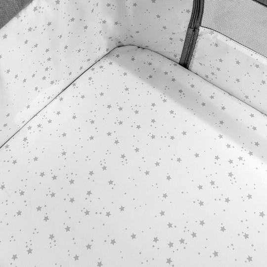 Bebe Stars Cradle with Mattress, Side Opening, and Wheels Light Grey