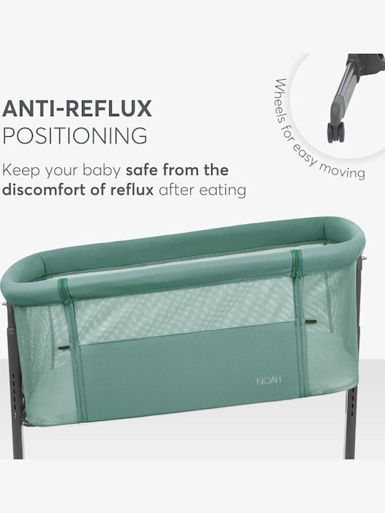 Kikka Boo Cradle Noah with Mattress, Side Opening, and Wheels Green