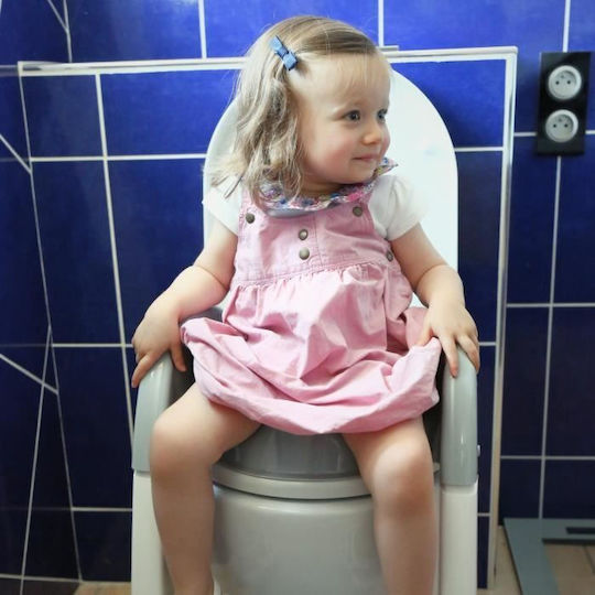 Thermobaby Toddler Toilet Seat Kiddyloo With Footrest And Handles Gray