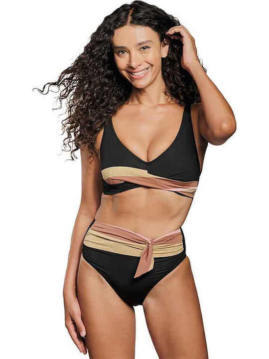 Padded Underwire Bikini Bra with Adjustable Straps Black