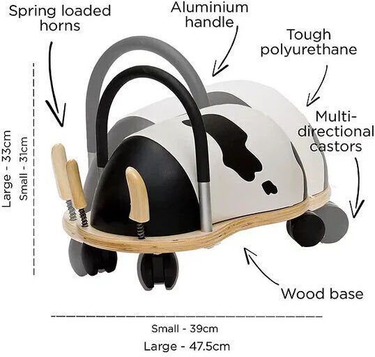 Wheelybug Animal Walker Cow Large Ride On for 24+ Months Multicolour