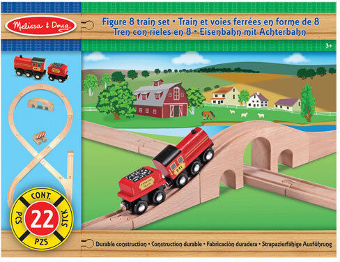 Melissa & Doug Set cu Trenuleț din Lemn pentru 3+ ani+ Ani