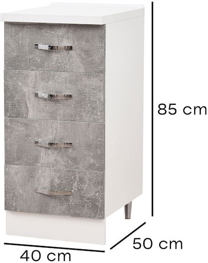 Kitchen Floor Drawer Unit Cement Grey 40x50x85cm