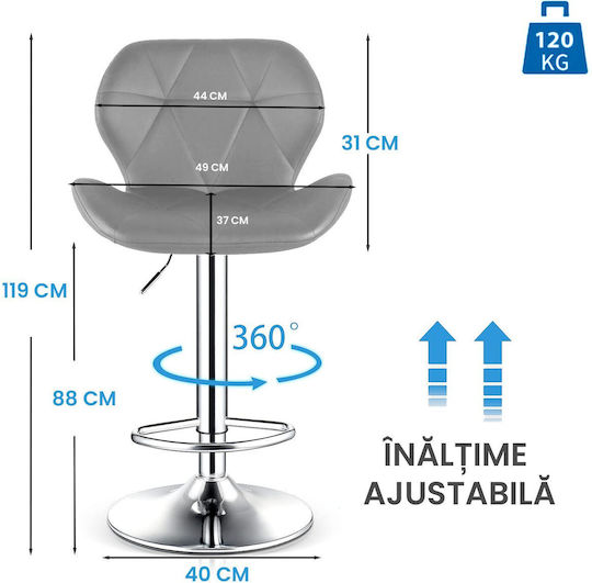 Scaune Bar cu Spătar & Înălțime Reglabilă Gray