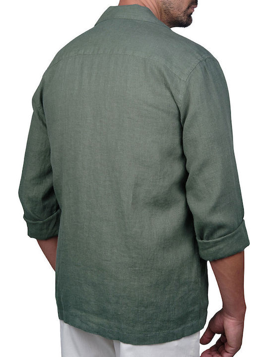 Μακρυμάνικo Λινό Overshirt Πράσινο