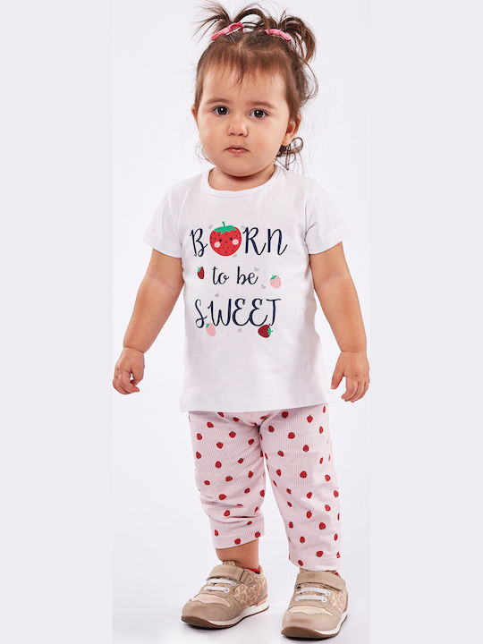 Evita Set Pentru Copii Cu Pantaloni Albi 2 Bucăți