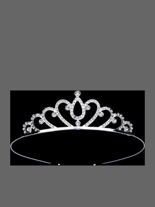 Silver-Plated Children's-Teen Tiara Crystals Bridesmaid Morgane Design Diameter 13cm X Height 3cm