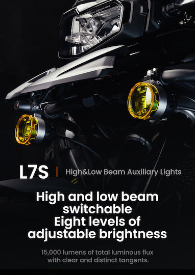 Loboo L7s Motorcycle Auxiliary Lights – 15000lm High Low Beam Driving Fog Lamps