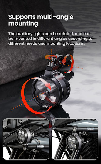 L11 Motorcycle Auxiliary Lights – 15000lm High Low Beam 3 Warning Modes