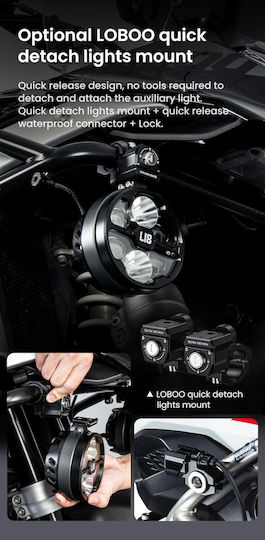 Loboo L18s Motorcycle Auxiliary Lights – 23000lm High Low Beam 8-level Brightness & Color Temp Adjustment