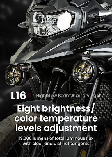 Loboo L16 Motorcycle Auxiliary Lights – 19000lm High & Low Beam Leds 3-mode Warning