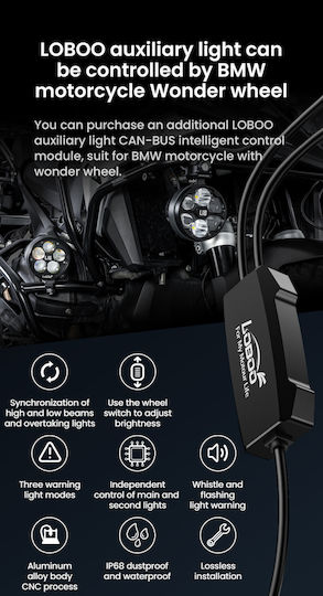 Loboo L18s Motorcycle Auxiliary Lights – 23000lm High Low Beam 8-level Brightness & Color Temp Adjustment