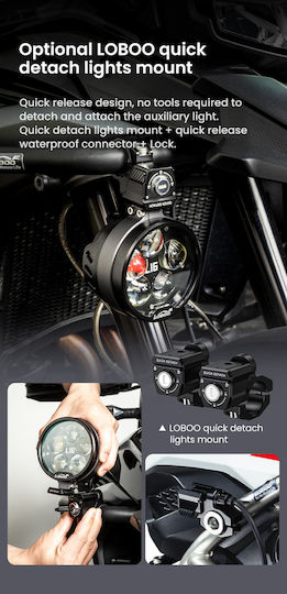 Loboo L16 Motorcycle Auxiliary Lights – 19000lm High & Low Beam Leds 3-mode Warning