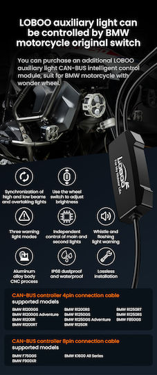Loboo L16 Motorcycle Auxiliary Lights – 19000lm High & Low Beam Leds 3-mode Warning