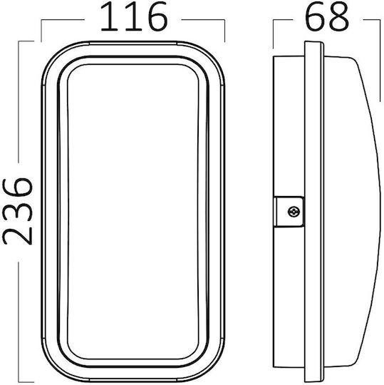 Braytron Стенно Външно Осветително Тяло LED IP65 15W с Топло бяло Светлина 23.6x11.6x68εκ.