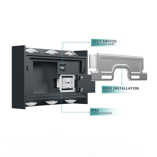 Braytron Стенен Външен Спот LED IP65 6W с Регулируемо Бяло Светлина 16x10x4.1см