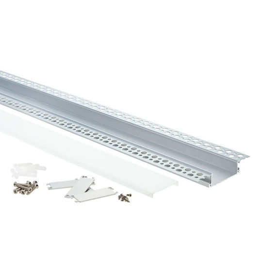 Eurospot Profil din Aluminiu pentru Bandă LED cu Opal Acoperire pentru Gips-carton 200x9.6x2cm.