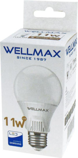 Wellmax Λάμπα LED 11W για Ντουί E27 και Σχήμα A60 Φυσικό Λευκό 1050lm