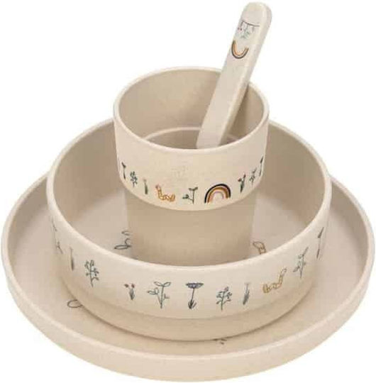 Laessig Feeding Set Garden Explorer made of Bamboo Multicolour 4pcs