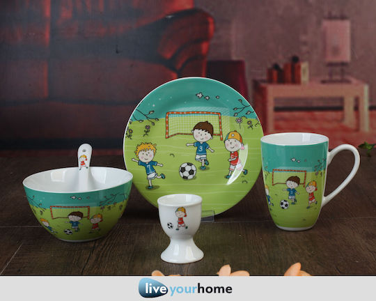 Cryspo Trio Feeding Set Play made of Porcelain Green 5pcs