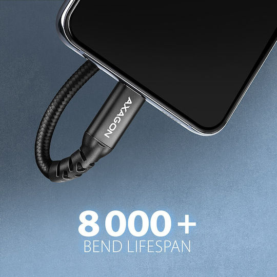 Axagon Geflochtenes USB 2.0 Kabel USB-C männlich - USB-C-Buchse 240W Power Delivery Schwarz 0,5 m BUCM32-CF05AB