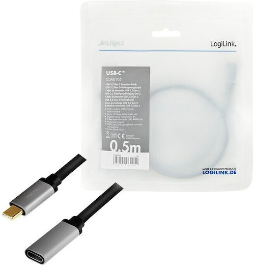 LogiLink USB 3.2 Cable USB-C male - USB-C female Χρυσό 0.5m CUA0105