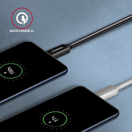 Axagon Braided USB 3.1 Cable USB-C Male - USB-C 100W PD Black 1.5m