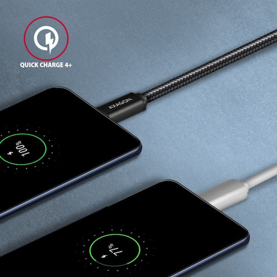 Axagon Braided USB 3.0 Cable USB-C Male - USB-C 60W PD Black 1m
