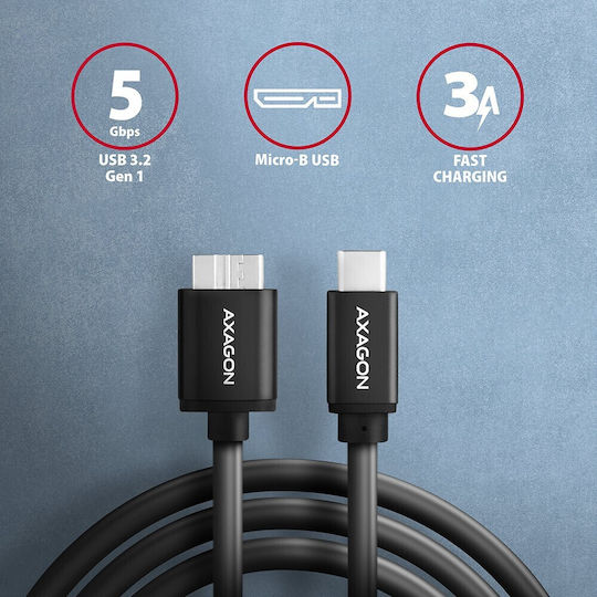 Axagon USB 3.0 Kabel USB Typ-C männlich - micro USB-B Schwarz 1m BUMM3-CM10AB
