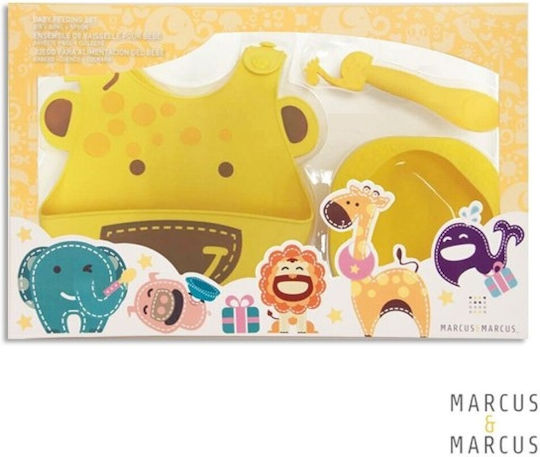 Marcus & Marcus Feeding Set Giraffe made of Silicone Yellow 3pcs for 6+ months