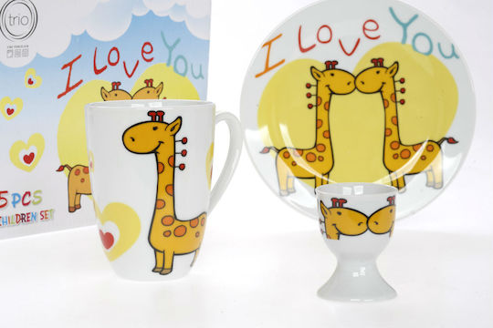 Cryspo Trio Feeding Set I Love You made of Porcelain Multicolour 5pcs