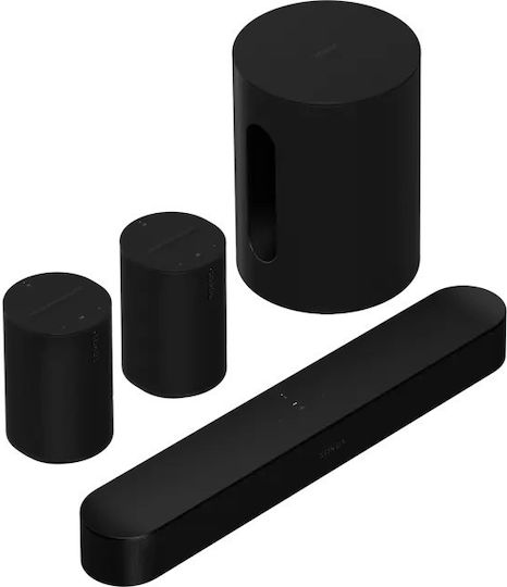 Sonos Σετ Ηχείων Home Cinema 5.1 Immersive Set Ray + 2xEra 100 + SUB Mini Ενσωματωμένο WiFi Dolby Atmos Black με Ασύρματα Ηχεία