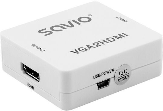 Savio Μετατροπέας VGA male σε HDMI female Λευκό 1τμχ CL-110