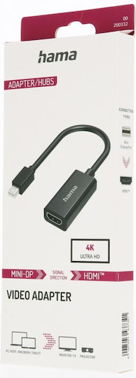 HAMA Конвертор mini DisplayPort мъжки към HDMI женски Черен 1бр 00200332