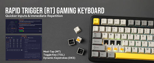 Ajazz AK820 Max Plus (Dream Weave Linear) Wireless Gaming Mechanical Keyboard Tenkeyless with Dream Weave switches and RGB lighting (English US) Starry Night Grey