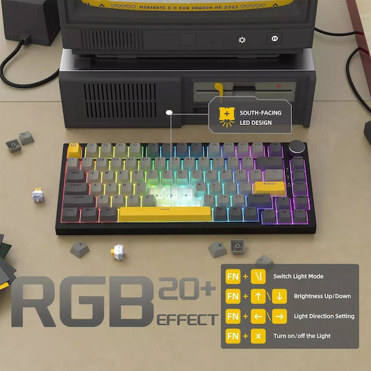 Ajazz AK820 Max Plus (Dream Weave Linear) Wireless Gaming Mechanical Keyboard Tenkeyless with Dream Weave switches and RGB lighting (English US) Starry Night Grey