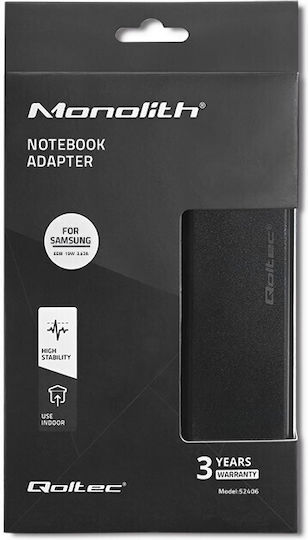 Qoltec Φορτιστής Laptop 65W 19V 3.42A για Samsung με Αποσπώμενο Καλώδιο Τροφοδοσίας