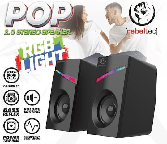 Rebeltec Pop Ηχεία Υπολογιστή 2.0 με RGB Φωτισμό Μαύρα