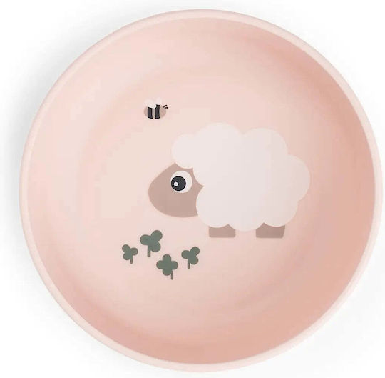 Done by Deer Baby Food Bowl Tiny Farm made of Plastic Pink