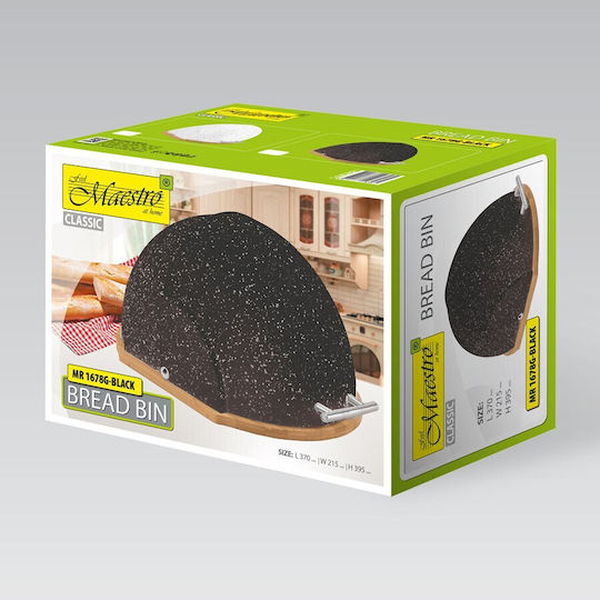 Maestro Bread Box Wooden Black 35x27.5x25cm