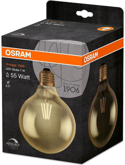 Osram LED Bulb 7.5W 125mm for Socket E27 and Shape G125 Warm White 650lm Dimmable
