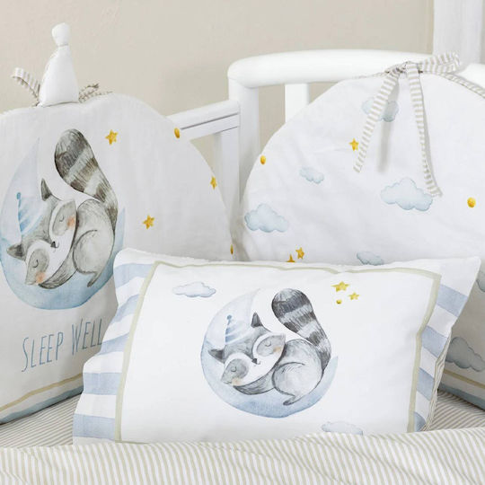 Nima Sleepy Crib Bumpers Classic Inside White, Light Blue 40x200cm