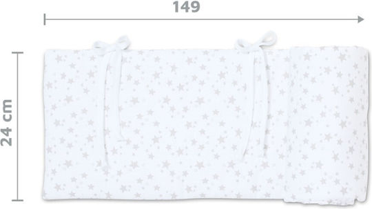 Babybay Original Crib Bumpers Classic Inside Pearl / Grey Stars 25x140cm