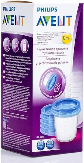 Philips Δοχεία Αποθήκευσης Μητρικού Γάλακτος 180ml 5τμχ